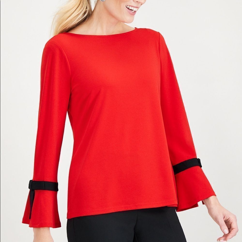 Charter Club Tie-Sleeve Crêpe Top Plus Size